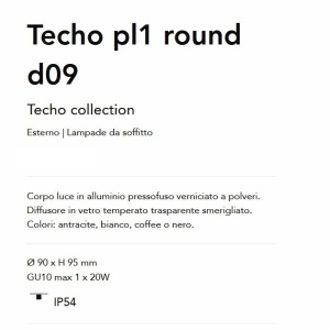 Mini Plafoniera Exterior Techo pl1 round d09, Protectie IP54, Antracit 165993 universul-luminii.ro