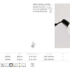 Mini Spot incastrabil LED 5W 3000K Trimless Baculus negru - Img 5