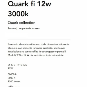Mini Spot LED incastrabil Quark fi 12w 3000k, Alb - Img 3