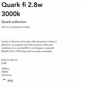 Mini Spot LED incastrabil Quark fi 2.8w 3000k, Alb - Img 3
