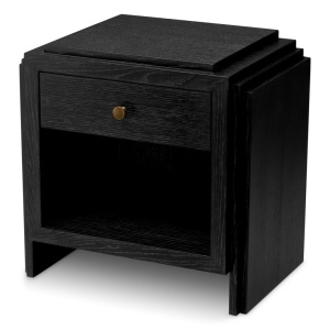 Noptiera LUX Furnir Stejar Gri Carbune, ArtDeco