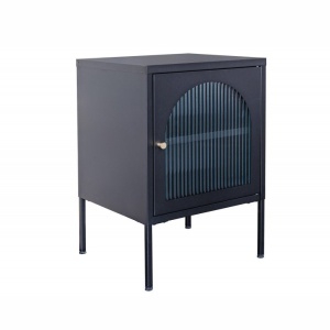 Noptiera moderna din metal si sticla Paris 60cm negru
