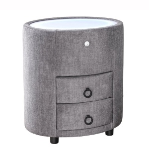 Noptiera ovala cu iluminat LED SIGNUM 55cm catifea gri