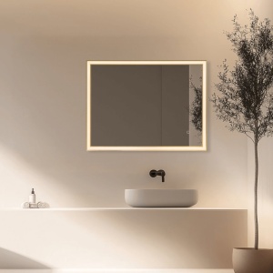 Oglinda baie cu iluminat LED 23W 3000K-4000K IP44 auriu 80x60cm
