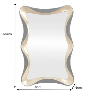 Oglinda de perete decorativa ALICE 120cm negru/ auriu - Img 4