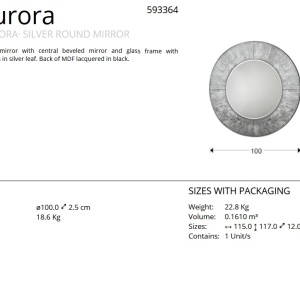 Oglinda decorativa AURORA ROUND 100cm, argintie SV-593364 - Img 2