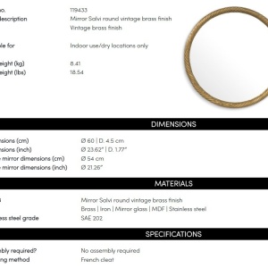 Oglinda Decorativa Design LUX Salvi Round, 60cm - Img 4