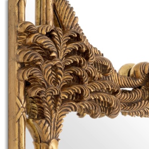 Oglinda design LUX din lemn de mahon sculptat manual Le Royal, auriu antic - Img 5