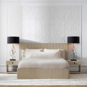 Pat dublu design LUX Dimitrios 180x210cm, stejar albit - Img 2