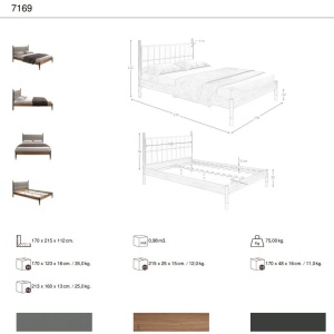 Pat dublu tapitat design LUX Dark grey, 160x200cm - Img 9