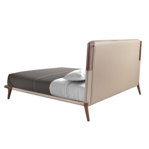 Pat dublu tapitat design LUX din lemn si piele sintetica Mink 180x200cm - Img 4