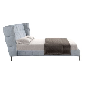 Pat dublu tapitat design LUX Gri-albastrui deschis, 180x200cm - Img 3