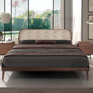 Pat dublu tapitat design LUX Walnut Veneer 180x200cm - Img 6