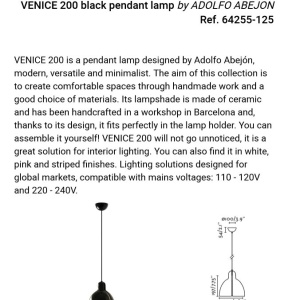 Pendul cu abajur ceramic realizat manual VENICE 200, negru 161423 universul-luminii.ro