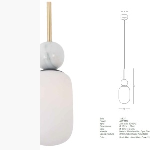 Pendul design decorativ modern MARBLE alb 153653 universul-luminii.ro