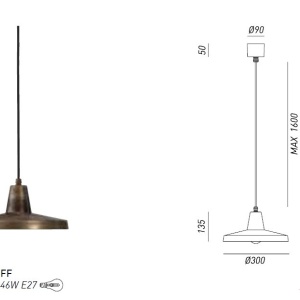 Pendul design minimalist Industrial Style, diam.30cm, Officina 268.01.FF 43913 universul-luminii.ro
