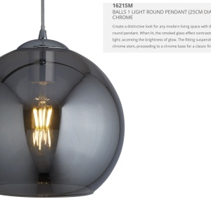 Pendul design modern 25cm Balls crom / fumuriu 1621SM SRT - Img 6