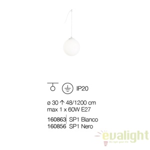 Pendul design modern BOA SP1 NERO 160856 57383 universul-luminii.ro