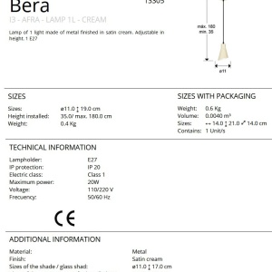 Pendul din metal crem satinat Bera - Img 3