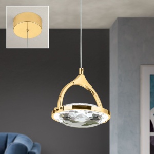 Pendul LED cu cristal K9 design lux MOON auriu 156313 universul-luminii.ro