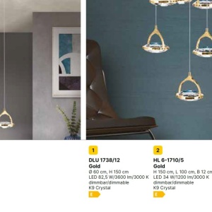 Pendul LED cu cristal K9 design lux MOON auriu 234643 universul-luminii.ro