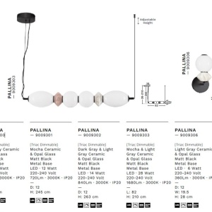 Pendul LED decorativ ceramic mocha, gri, alb, PALLINA 244923 universul-luminii.ro