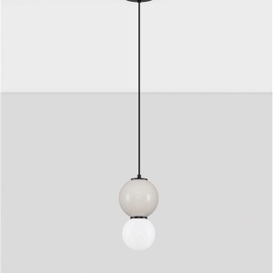Pendul LED decorativ portelan gri deschis, sticla alb, NOESIS 244993 universul-luminii.ro