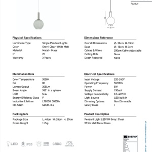 Pendul LED design decorativ LIORA gri clar/alb - Img 4