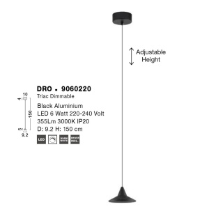 Pendul LED design minimalist DRO negru - Img 6