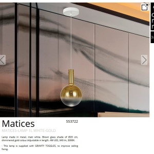 Pendul LED design modern Matices alb/auriu 224973 universul-luminii.ro