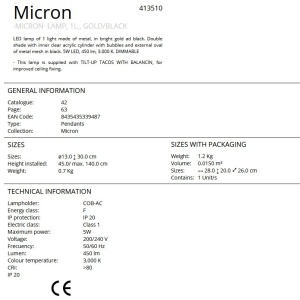 Pendul LED design modern Micron negru/auriu - Img 7