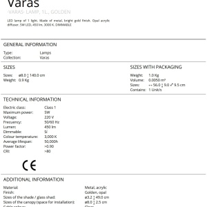 Pendul LED dimabil design modern minimalist Varas auriu SV-373091 70733 universul-luminii.ro