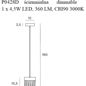 Pendul LED dimabil design modern VETRO auriu P0428D MX - Img 3