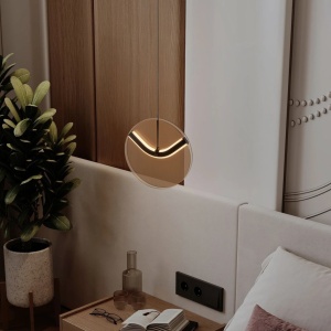 Pendul LED metal negru cu sticla champagne, HALLEY - Img 2