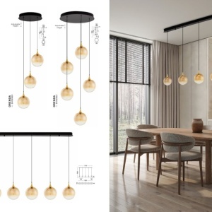 Pendul LED modern, Metal, Sticla, Champaign, ORENDA 245223 universul-luminii.ro