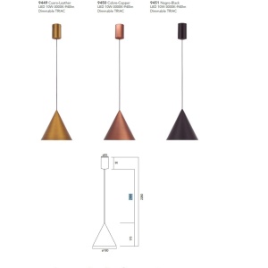 Pendul LED stil minimalist CONO D-18cm leather - Img 2