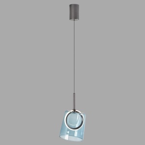 Pendul modern LED 3000K, inaltime reglabila, sticla, albastru, Zula - Img 3
