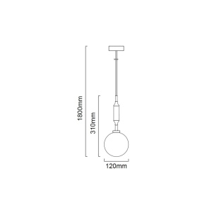 Pendul suspendat din metal auriu 31cm si glob sticla Ero I - Img 5
