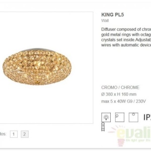 Plafonier cristal Venezian diam.38cm KING PL5 ORO 073187 52273 universul-luminii.ro