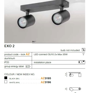 Plafoniera cu 2 spoturi directionabile de tavan/plafon EXO 2 alba ZZ AZ3196 80643 universul-luminii.ro