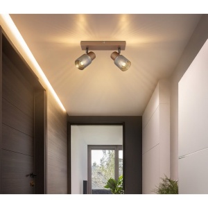 Plafoniera cu 2 Spoturi directionabile metal cafea SATELLA 249723 universul-luminii.ro