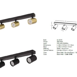 Plafoniera cu 3 spoturi GU10 LED Minimal negru/alama 155073 universul-luminii.ro