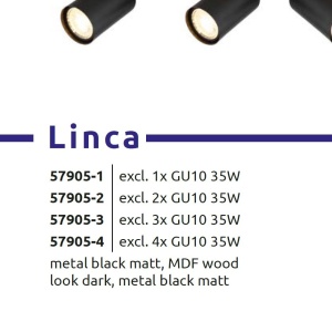 Plafoniera cu 4 Spoturi directionabile LINCA natur/negru 240203 universul-luminii.ro