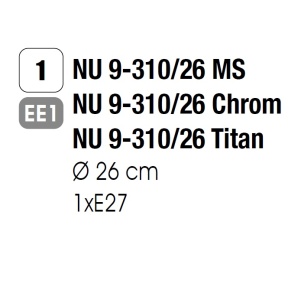 Plafoniera diametru 26cm, Rima satin chrome NU 9-310/26 Titan OR 94893 universul-luminii.ro