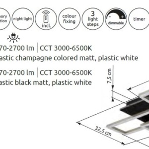 Plafoniera LED CCT cu telecomanda JEFFRY aspect lemn 67359-40 GL 247343 universul-luminii.ro
