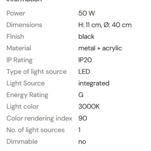 Plafoniera LED design circular Aruba 40cm negru - Img 2