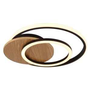Plafoniera LED design circular JULIO negru/lemn - Img 1
