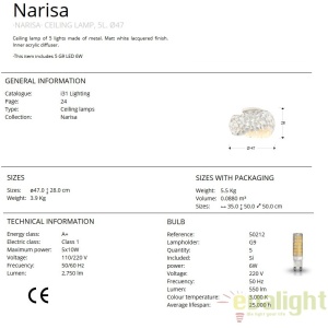 Plafoniera LED design modern diam.46cm Narisa alb 48053 universul-luminii.ro
