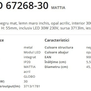 Plafoniera LED design modern Mattia negru mat - Img 8