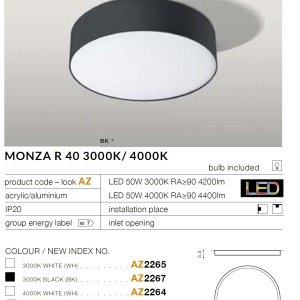 Plafoniera LED design slim MONZA R 40 3000K alba 70183 universul-luminii.ro